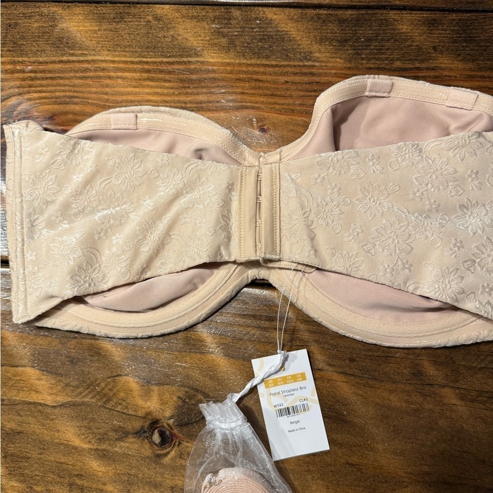 NEW Delimira Beige Strapless Bra Minimizer Bandeau Underwire Women’s Size 40F - Picture 7 of 10